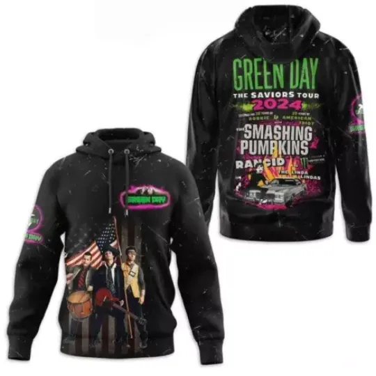 Green Day The Saviors Tour With Rancid 2024 Hoodie