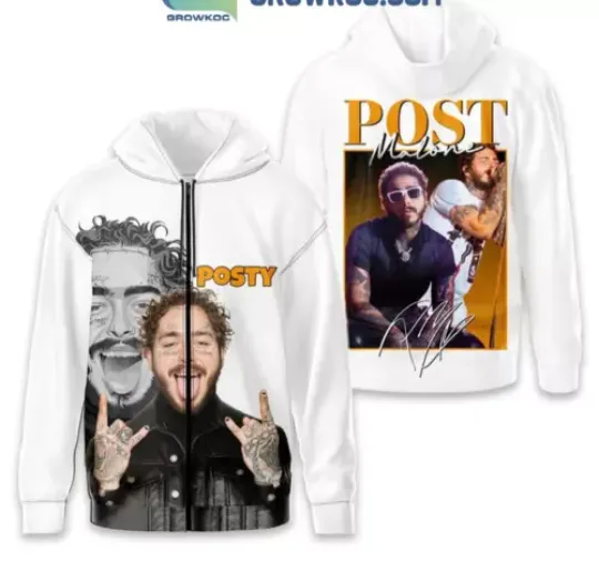 Post Malone Posty A Happier Song 3D Zip Hoodie