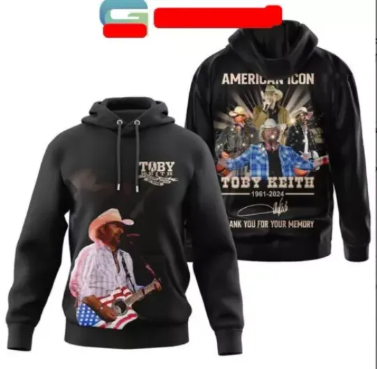 Toby Keith 1961-2024 Thank You American Icon Hoodie  3D