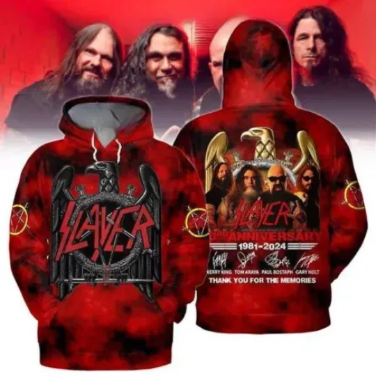 Slayer Thank You For 43th Anniversary 1981-2024 3D Hoodie