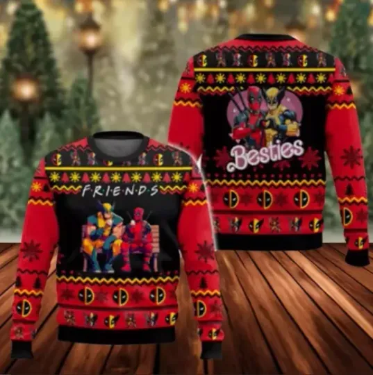 DeadPool Wolverine Ugly Christmas Sweater, Superhero Ugly Christmas Shirt