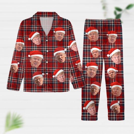 Trump Face Christmas Pajamas, Funny Trump Pajamas Set, Trump Won 2024 Shirt, Holiday Pajamas, Donald Trump Family Pajamas, Xmas Gifts