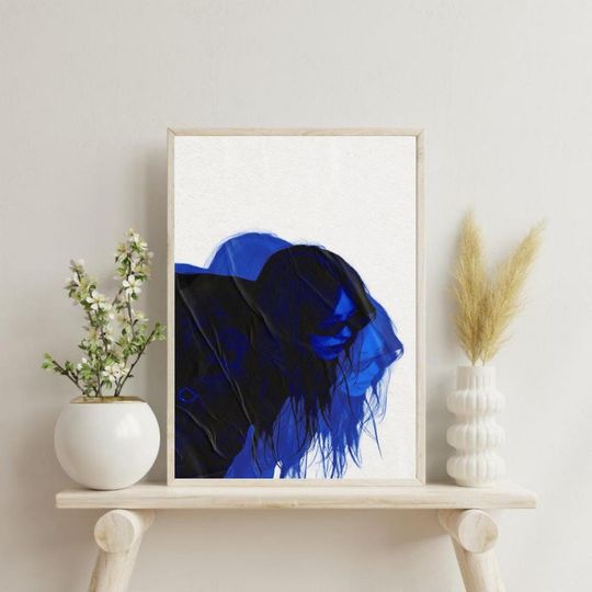 Printable Billie Eilish Poster Set, Minimalist Music Wall Art, Retro Billie Eilish Decor, Instant Download, blue vibe, high-quality