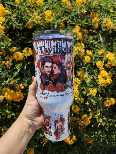 Twilight, stainless steel 40oz tumbler, princess, glow in the dark