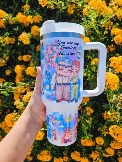 Carl and ellie, stainless steel 40oz  tumbler, couple adventure is out there