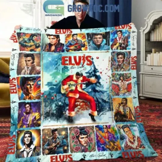 Elvis Presley The Santa Clause Of Rock And Roll Fleece Blanket