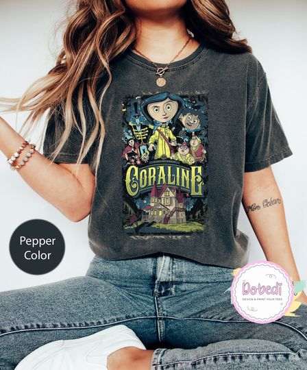 Coraline Best For Coraline Movie Vintage Retro Horror Comfort Colors T-Shirt, Coraline Shirt, Coraline Movie Shirt, Funny Cartoon Shirt 2024