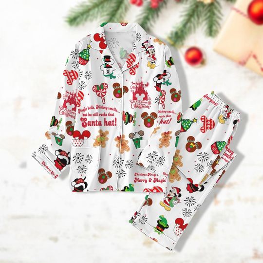 Disney Gingerbread Pajamas Set, Women Christmas Pajamas, Disney Pjs for Party, Mickey Christmas Pajamas, Disneyland Family Pajamas