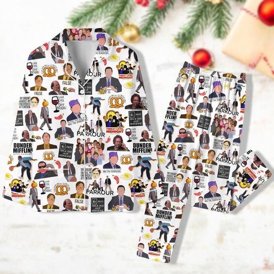 Office TV Show Pajamas Christmas, Christmas Pajamas Pants, Pajamas For Family, Dw Schrute, Threat Level Midnight Shirt, Pjs Party