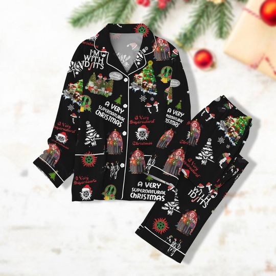 Christmas Supernatural Pajamas Set, Women Pajamas Pants, Winchester Shirt, Family Pjs, Sam And Dean Shirt, Movie Christmas Pajamas