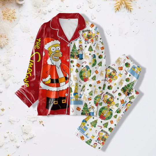 The Simpsons Christmas Pajamas Set, Group Christmas Family Pajamas, Funny Christmas Pajamas, Winter Xmas Pajama, Cartoon Pajamas Set