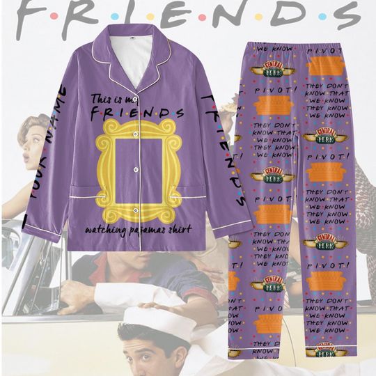 Custom Friends Christmas Pajamas Set, Friends Movie Xmas Holiday Pajamas, Friends Central Perk Pajama Set Women, Matching Pajamas Set