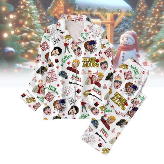 Christmas Home Alone Movie Pajamas Set, Kevin McCallister Home Security Shirt, Movie Xmas Family Fleece Pajamas, Trendy Xmas Movie