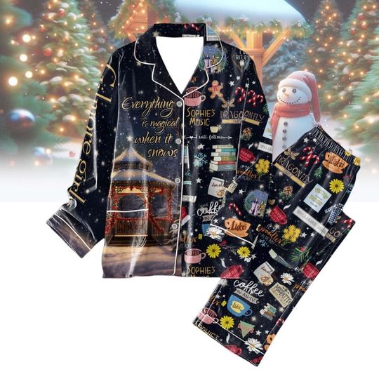 Gilmore Girls Christmas Pajamas Set, Lukes Coffee Holiday Pajamas, Stars Hollow Christmas Fleece Pajamas, Vintage TV Series Sleepwear