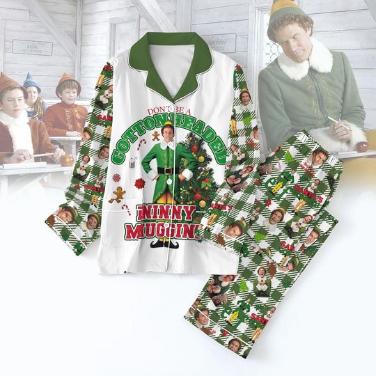 Elf Christmas Pajamas Set, Ninny Muggins Shirt Pants Set, Xmas Movie Pajamas Family, Buddy The Elf Holiday Pajamas, Disneyland Vacation