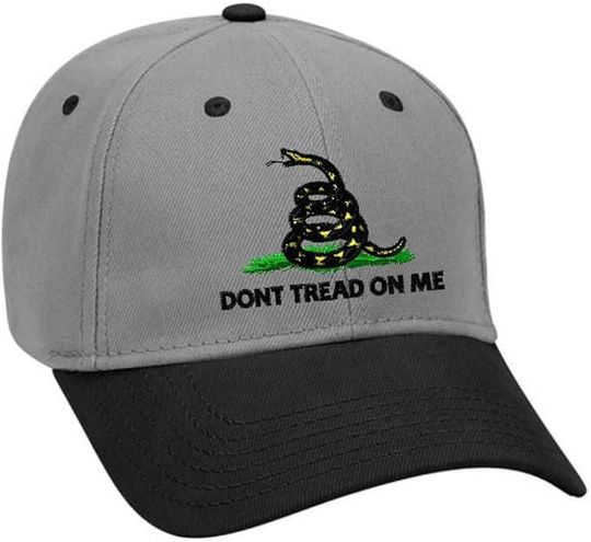 Don't tread on me Embroidery Baseball Hat Cap USA Right Gun Laws Black/Grey