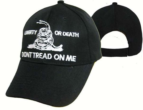 Liberty or Death, Don't Tread on Me, Black Baseball Cap/Hat