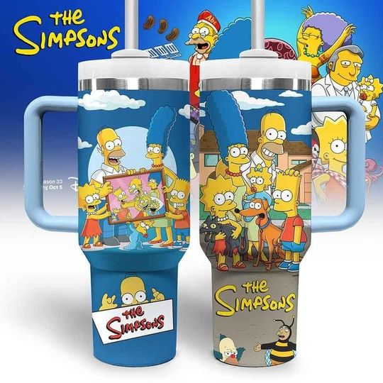 The Simpson Family Tumbler 40oz, Bart Simpson Tumbler Cup, Simpsons Coffee Tumbler, Bart Simpson Stainless Tumbler, Disney Trip Gift