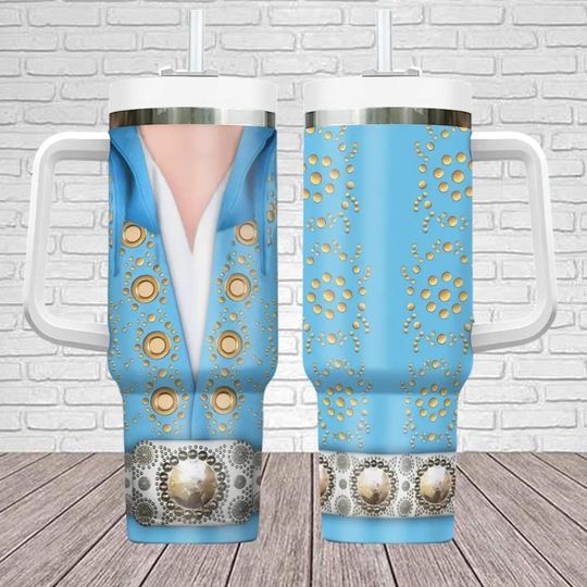 Elvis Presley Outfit Tumbler 40oz, Elvis King Cosplay Tumbler Cup, King Of Rock And Roll Tumbler, Elvis Tumbler, Gift For Elvis Fan