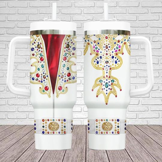 Elvis Presley Costume Tumbler 40oz, Elvis Presley Outfit Tumbler, Elvis King Stainless Tumbler, Rock N Roll Christmas Tumbler
