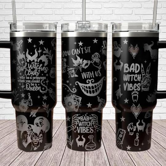 Disney Villains Tumbler 40oz, Cheshire Cat Tumbler Cup, Bad Witch Club Xmas Tumbler, Evil Queen Coffee Tumbler, Witch Christmas Gift