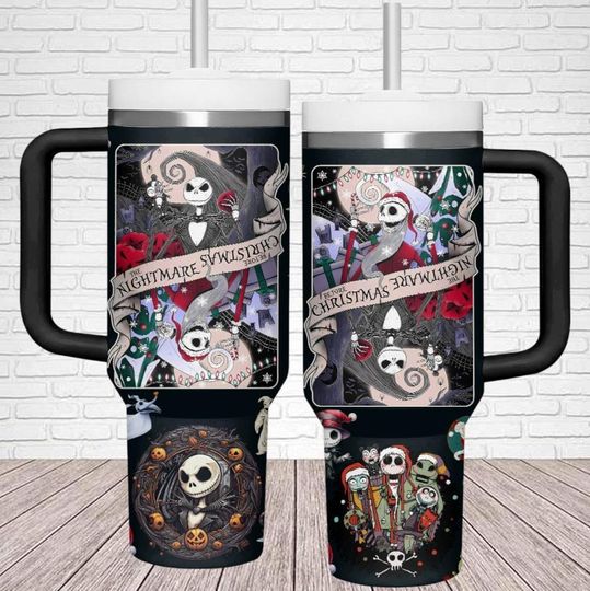 Jack Skellington Tumbler 40oz, Jack And Sally Couple Tumbler Cup, Nightmare Before Christmas Tumbler, Disney Trip Stainless Tumbler