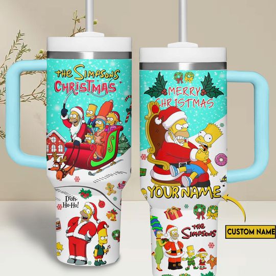Homer Simpsons Tumbler 40oz, Simpson Family Tumbler Cup, Custom Simpsons Coffee Tumbler, Bart Simpson Stainless Tumbler, Disney Gift