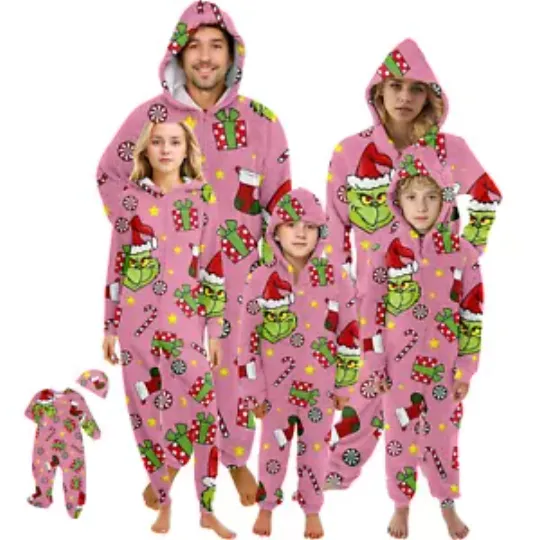 Funny Character Hooded Jumpsuit | Christmas Pajama Outfits | Family Matching Pajamas