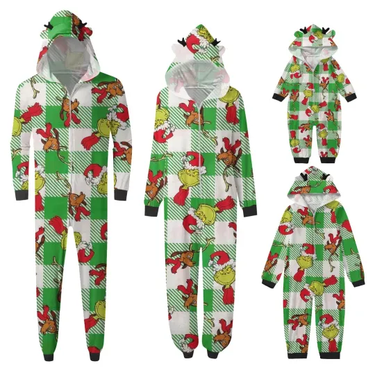 Funny Character Hooded Jumpsuit | Christmas Pajama Outfits | Family Matching Pajamas