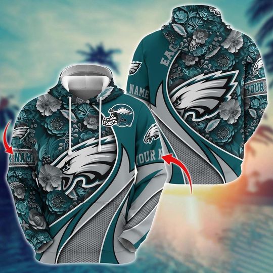 Personalized Eagles Football Custom Name 3D Hoodies, Eagles Christmas 3D Hoodies, Philadelphia Football 3D Shirts, Phillies Football