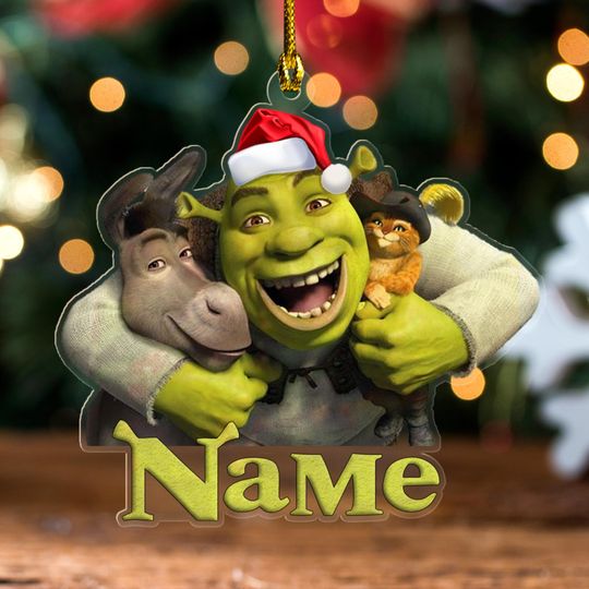Custom Shrek Christmas Acrylic Ornament, Personalized Funny Shrek funny character Ornament, Disney Party Decor v0, Xmas Hanging Decor