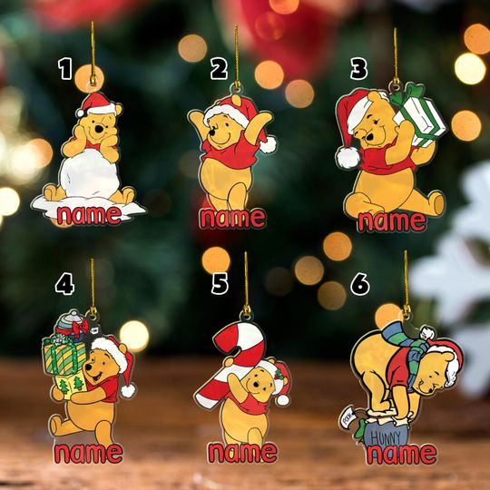 Personalized Winnie The Pooh Disney Trip Ornament, Pooh Bear Ornaments, Disneyland Trip Ornament, Disney Vacation Ornament