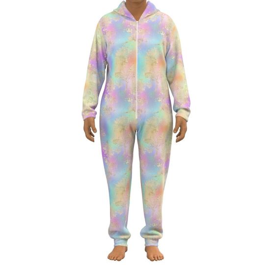 Rainbow Men's Hooded Jumpsuit | Christmas Pajama Outfits | Family Matching Pajamas