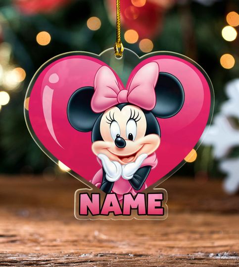 Personalized Minnie Mouse Christmas ornament, Disney Cartoon Christmas ornament,Disney Minnie ornament,Cute Minnie Christmas ornament