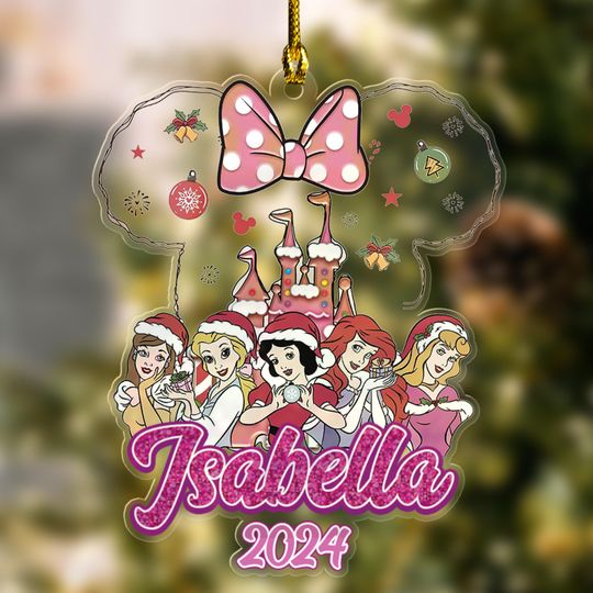 Personalized Disney Princess Ornament, Princess Christmas Ornament, Disney Ornament, Disney Trip Ornament, Custom Girl Ornament
