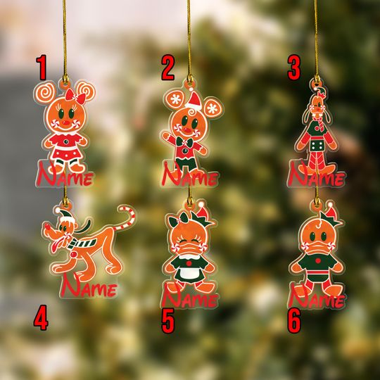Discover Personalized Mickey and Friends Gingerbread Disney Christmas Ornament,Disney Family Xmas Tree Hanging Ornament,Custom Stitch Ornament