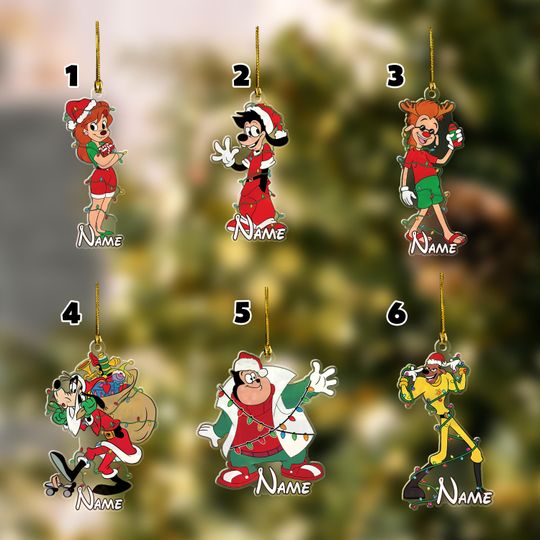 Disney A Goofy Movie Characters Christmas Lights Ornament, Santa Goofy Max Roxanne Powerline Ornament, Disneyland Christmas Gift