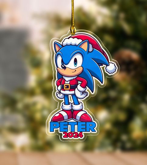 Personalized Sonic Ornament/Sonic Hedgehog Character Acrylic Ornament/Customized Sonic Ornament/Sonic Christmas Ornament