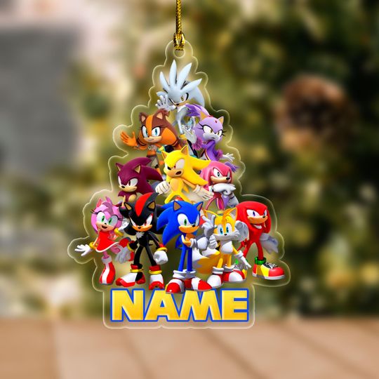 Custom Sonic The Hedgehog Ornament, Sonic And Friends Christmas, Sonic Tail & Knuckles, Sonic 3 Lovers, Acrylic Ornament