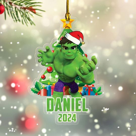 Personalized Ornament Hulk, Giant American Hero Character Xmas Ornament, Customized Christmas Tree Decor Gift For Kid