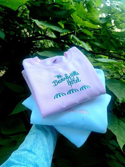 Beverly Hills Hotel embroidered crewneck  embroidered sweatshirt  custom  vintage  retro  Troop Beverly Hills  Beverly Hills Hotel