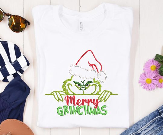 Merry Grin Embroidery, Christmas Embroidery Design, Christmas Gift, Feeling Extra Greenchy, 5 Size Download Digital