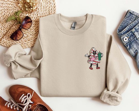 Embroidered Out Here Lookin Like A Snack Sweatshirt, Christmas Tree Cake Sweater, Ginger Bread Christmas Shirt, Christmas Adult Sweater