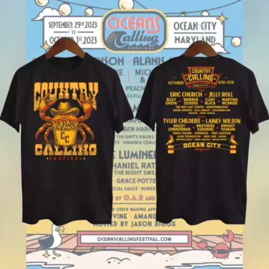 2024 Festival Country Calling Crab Lineup Black T-Shirt Gift Full Size