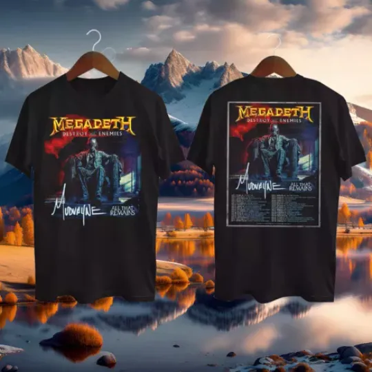 Megadeth Destroy All Enemies Tour 2024 Front and Back Print Black T-Shirts