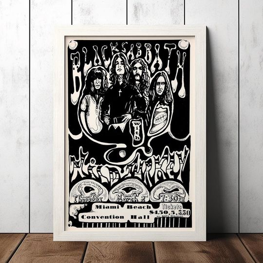 Black Sabbath 1972 Vintage Concert Poster - Music Fan Collectibles - Vintage Music Poster - Home Decor - Wall Art