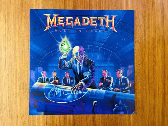 Vintage Megadeth Rust in Peace Album Promo 12" x 12" LP Flat Display Poster, Capitol Records, Classic 90's Original Heavy Metal Thrash!