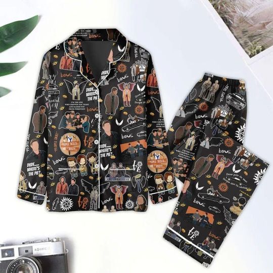 Supernatural Pajamas Set, Movie Pajamas Set, Family Matching Pajamas Set, Christmas Gift, Supernatural Pajamas Set