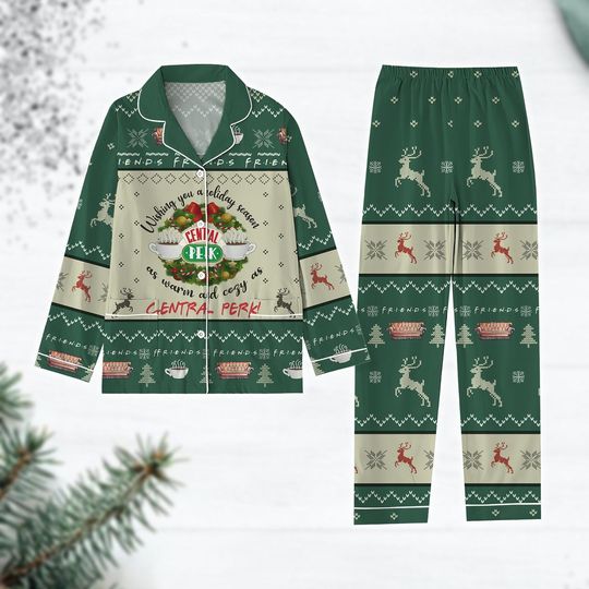 Friends Christmas Pajamas, Central Perk Xmas Pajamas, 90s Tv Show Christmas Shirt, Winter Holiday Pajamas Set, Xmas Gift
