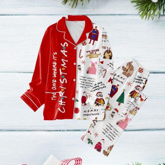Friends Show Pajamas Set, Friends Christmas Movie Shirt, Friends Characters Pajamas, Friends Sitcom Xmas Pajamas, Chandler Bing Shirt